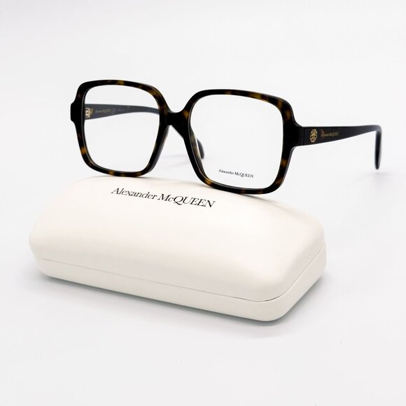 NEW ALEXANDER MCQUEEN EYEGLASSES AM0286O 002 SQUARE HAVANA WOMEN EYEWEAR - Picture 2 of 8